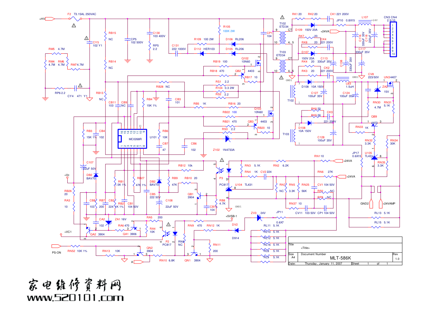 TCL L37N3液晶电视电源板号MLT586K电路图-2