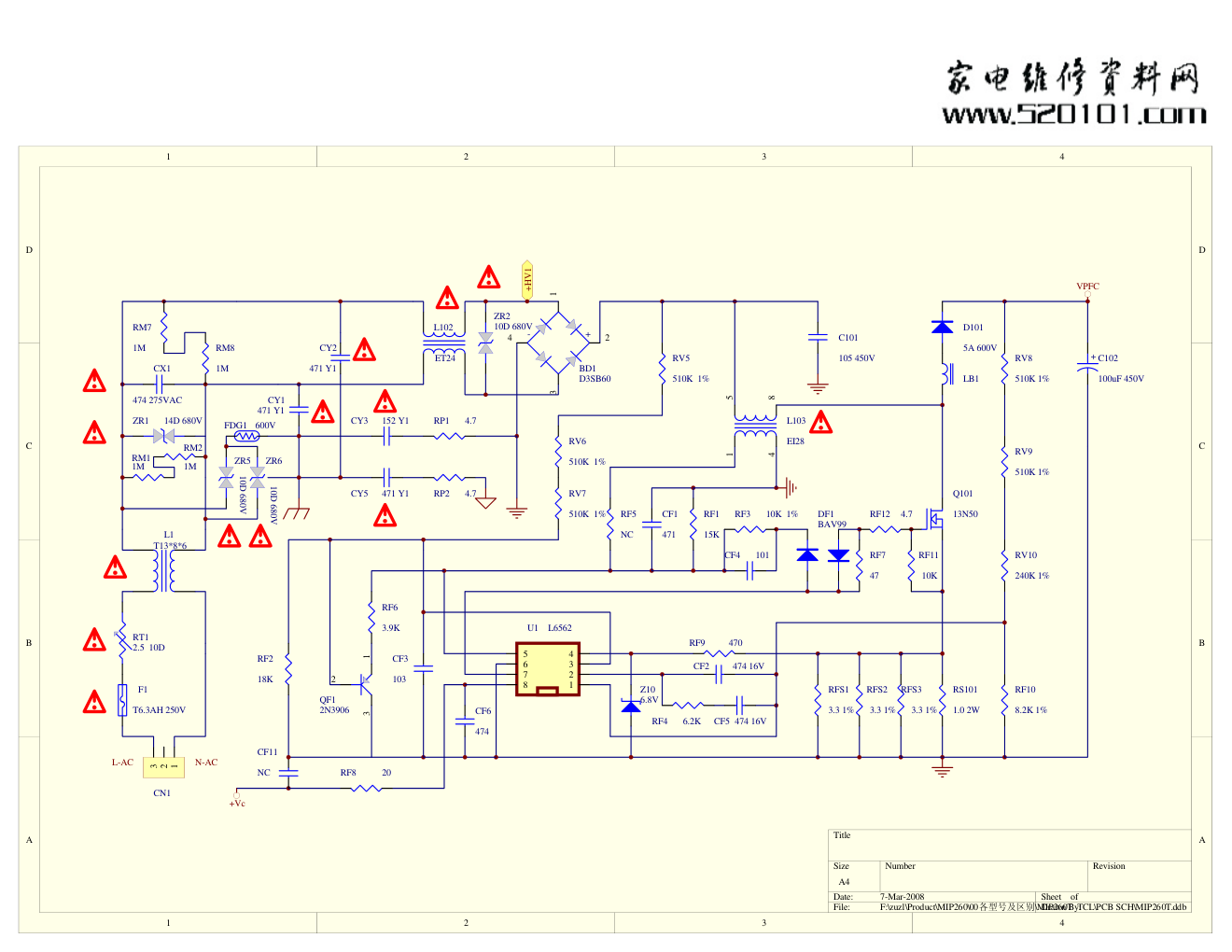 TCL MIP260T电源板(L26E9-MS)电路原理图-0 TCL MIP260T电源板(L26E9-MS)电路原理图-0