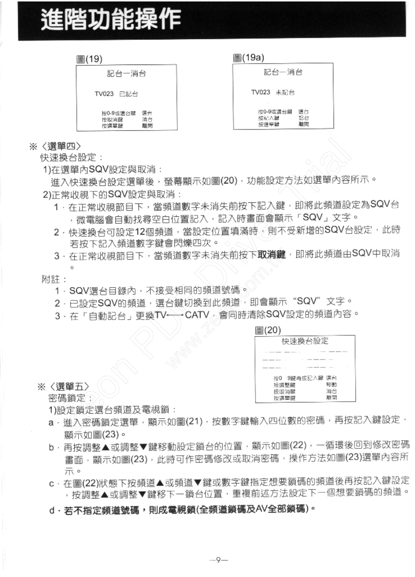 歌林CT-29AR彩色电视机说明书-9