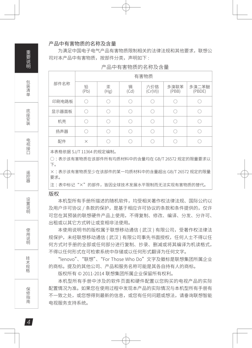 联想55A8液晶电视使用说明书-4