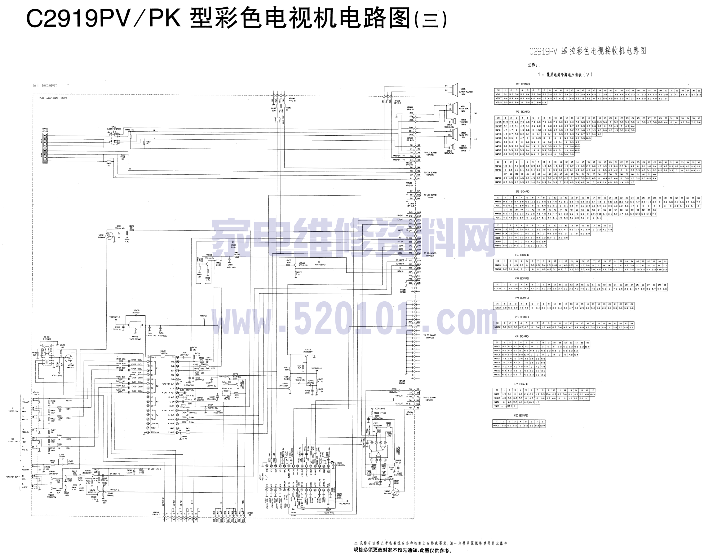 长虹C2919PV C2919PK彩电图纸-2 长虹C2919PV C2919PK彩电图纸-2