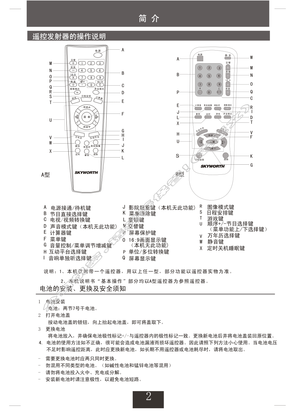 创维25NM9000(4T36机芯)彩电使用说明书-2 创维25NM9000(4T36机芯)彩电使用说明书-2