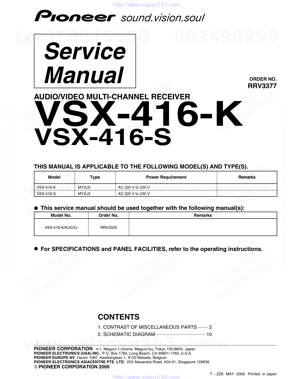 先锋PIONEER VSX-416-S电路图-0 先锋PIONEER VSX-416-S电路图-0