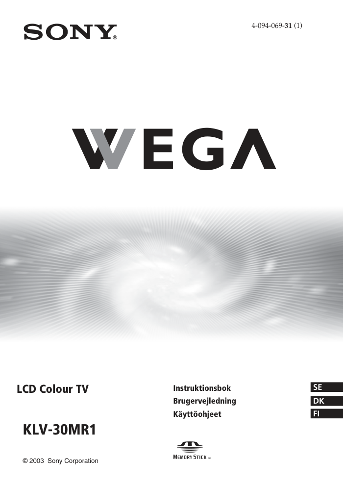 索尼KLV-30MR1液晶彩电使用手册-0 索尼KLV-30MR1液晶彩电使用手册-0