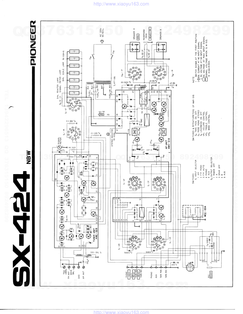 先锋PIONEER SX-424NBW电路图-0