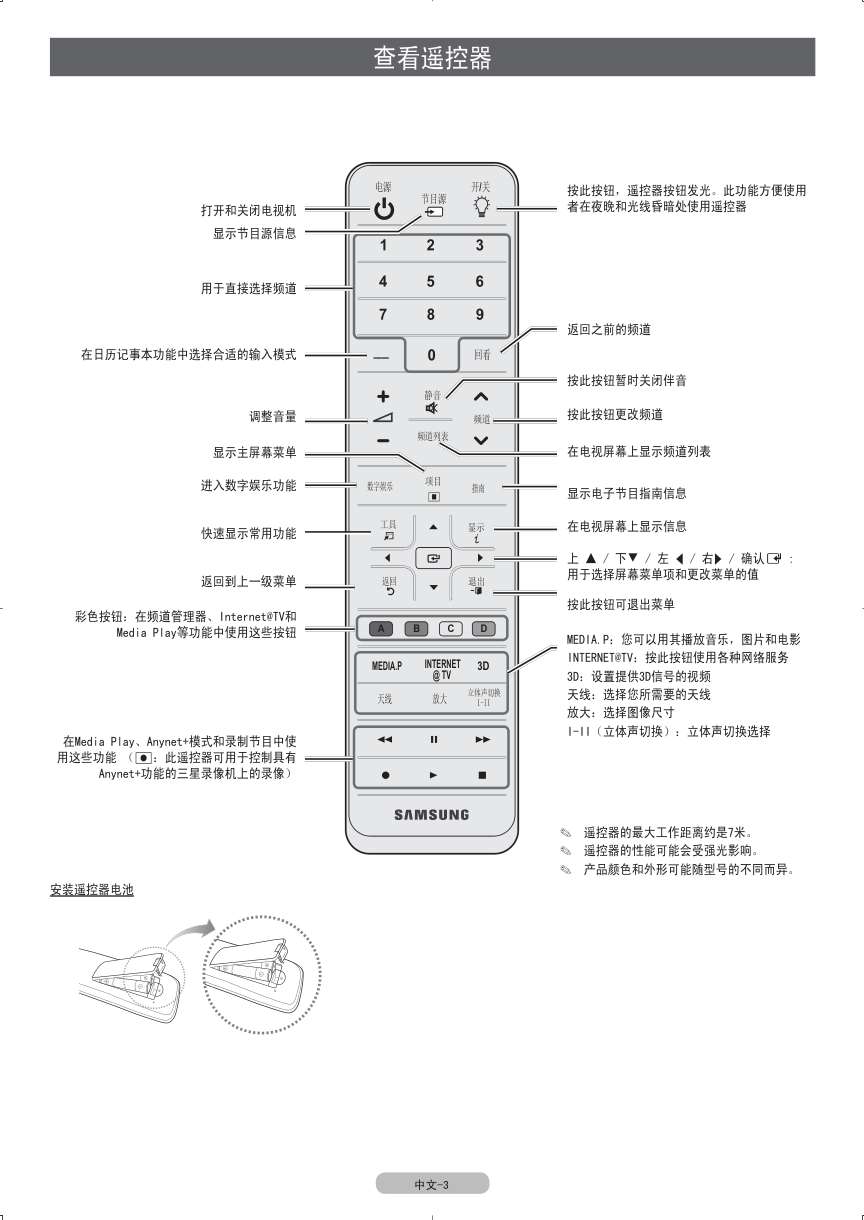 三星UA55C8000XF液晶彩电使用说明书-6 三星UA55C8000XF液晶彩电使用说明书-6