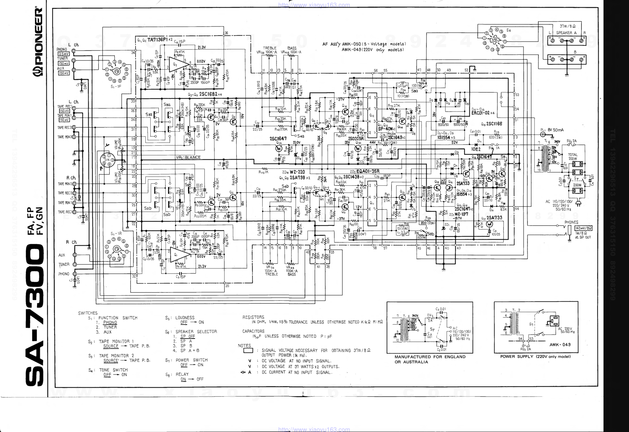 先锋PIONEER SA-7300音响电路图-0