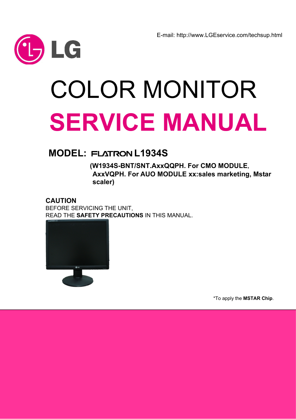 LG L1934S液晶显示器维修手册和图纸-0 LG L1934S液晶显示器维修手册和图纸-0