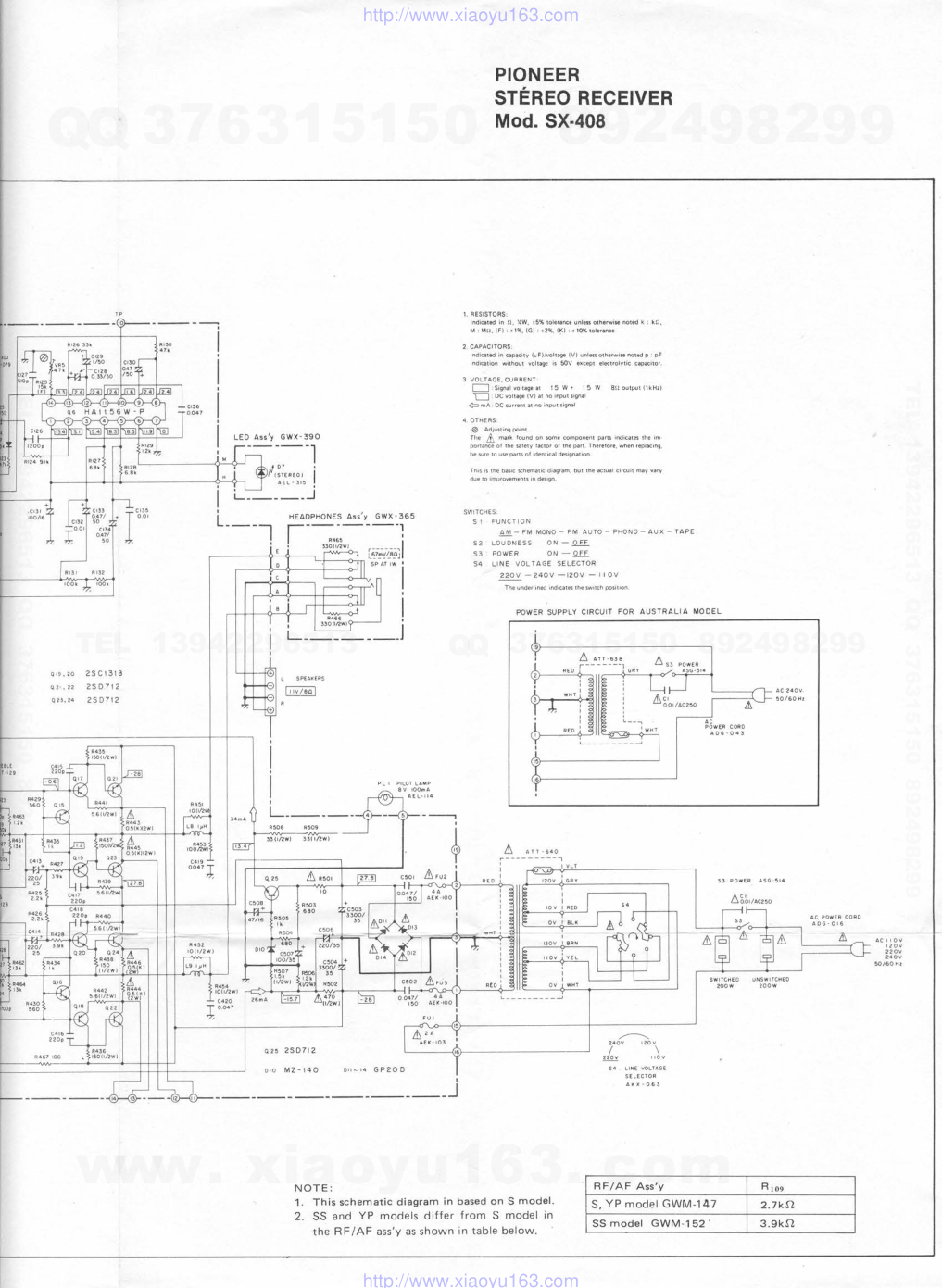 先锋PIONEER SX-408电路图-1