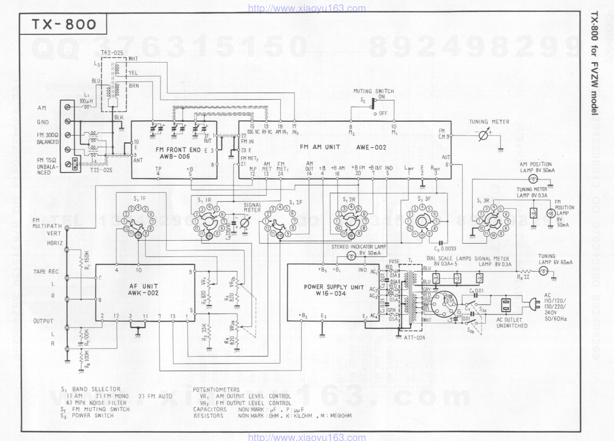 先锋PIONEER TX-800电路图-1 先锋PIONEER TX-800电路图-1