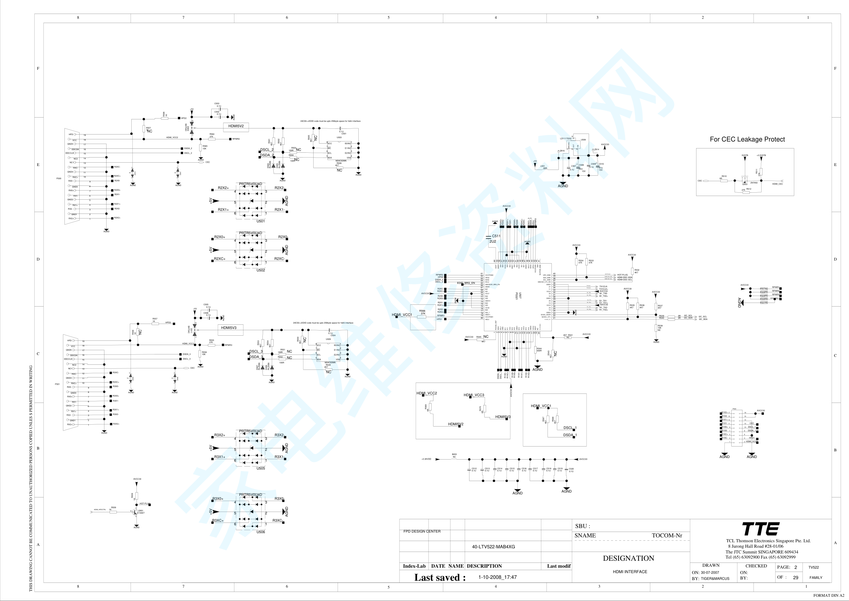 TCL王牌L40X9FRM(MS91C机芯)液晶电视电路原理图-6 TCL王牌L40X9FRM(MS91C机芯)液晶电视电路原理图-6