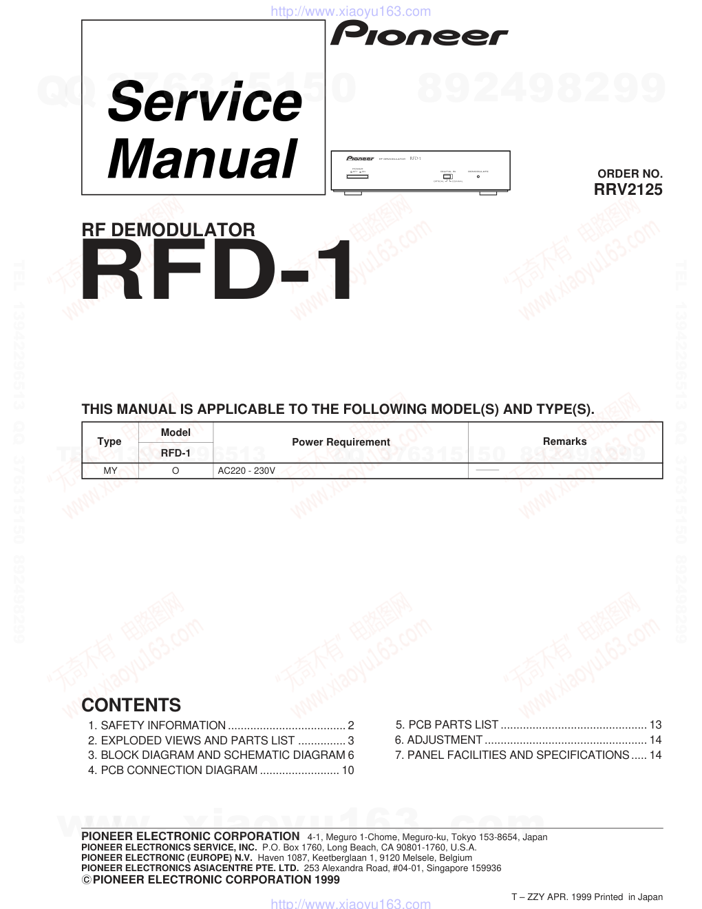 先锋PIONEER RFD-1音响电路图-0 先锋PIONEER RFD-1音响电路图-0