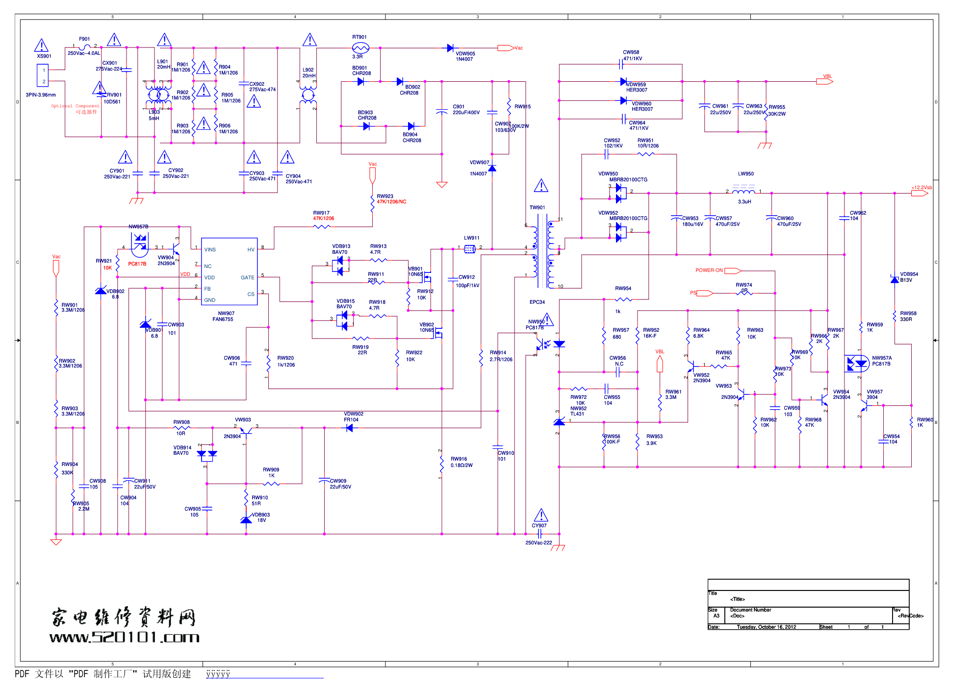 康佳LED42F2200N液晶电视35017585板（MSD6I981BTC机芯）电路原理图-3
