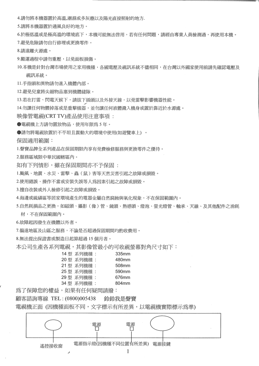 声宝SC-29FBS1型电视机说明书-3