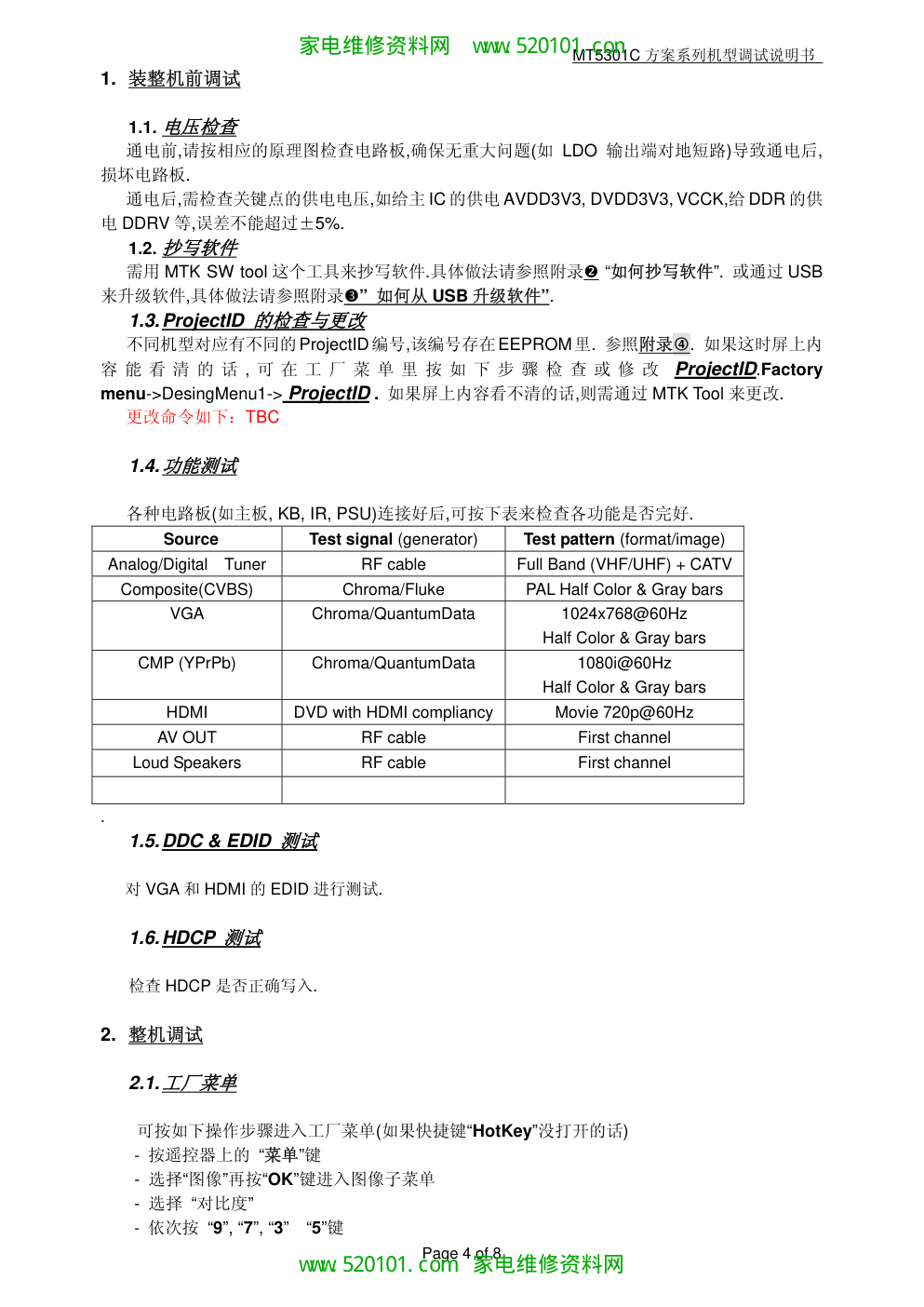 TCL王牌L43E5000E(MT01C机芯)液晶彩电调试维修资料-1 TCL王牌L43E5000E(MT01C机芯)液晶彩电调试维修资料-1