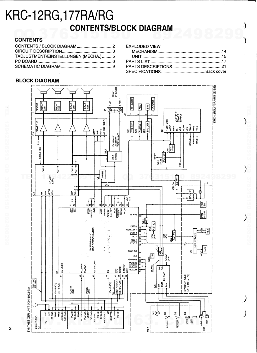 建伍KENWOOD KRC-177RG CD影碟播放机维修手册-1 建伍KENWOOD KRC-177RG CD影碟播放机维修手册-1