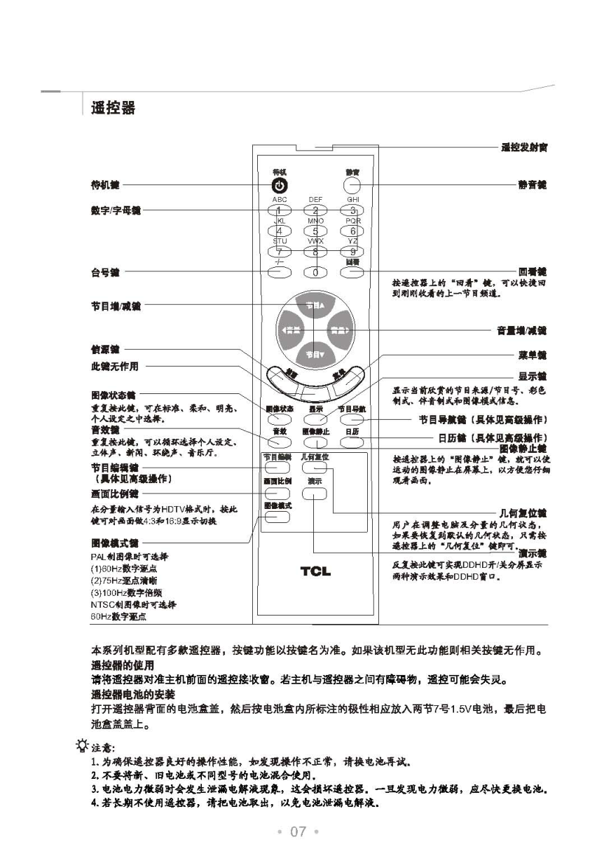 TCL王牌HD25H91彩电使用说明书-7