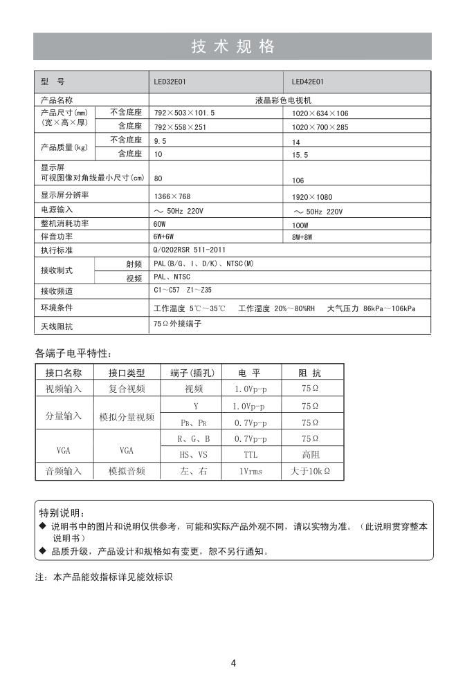 海信LED42E01液晶彩电使用说明书-4