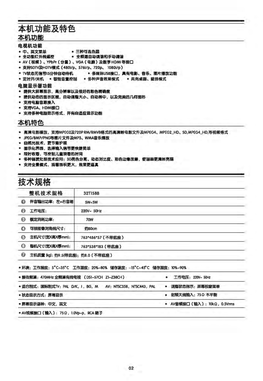 TCL 32T158B液晶电视说明书-2 TCL 32T158B液晶电视说明书-2