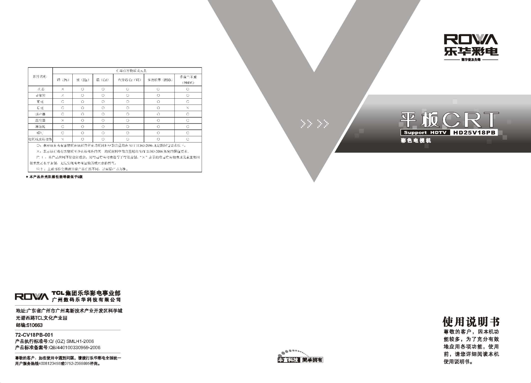 TCL王牌HD25V18PB彩电使用说明书-0