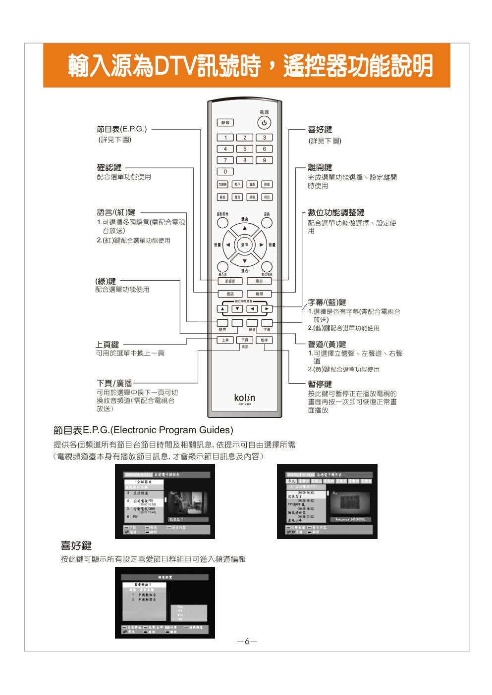 歌林HCT-H298型数位倍频电视机使用说明书-6 歌林HCT-H298型数位倍频电视机使用说明书-6