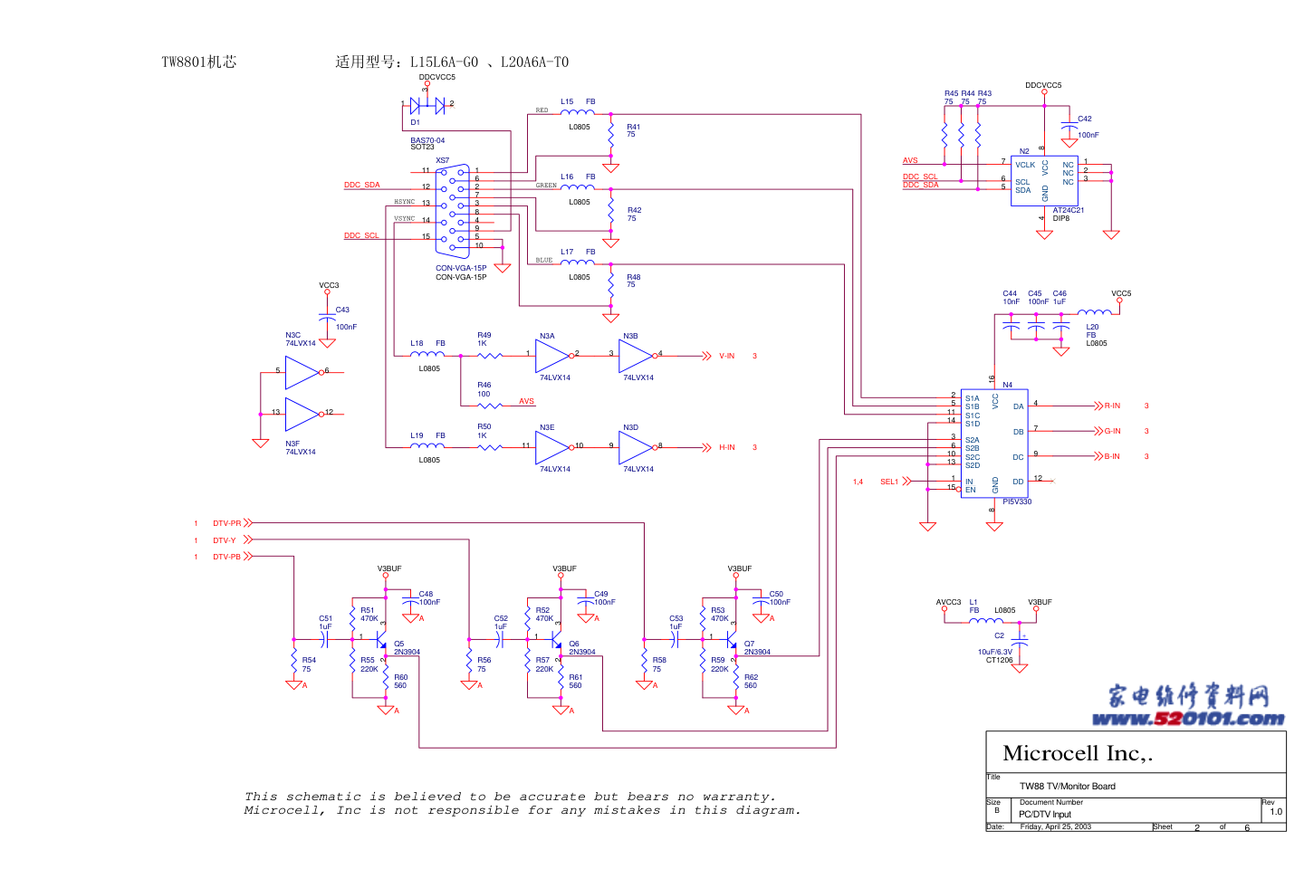 海尔L15L6A-G0、L20A6A-T0（TW8801机芯）电路原理图-1