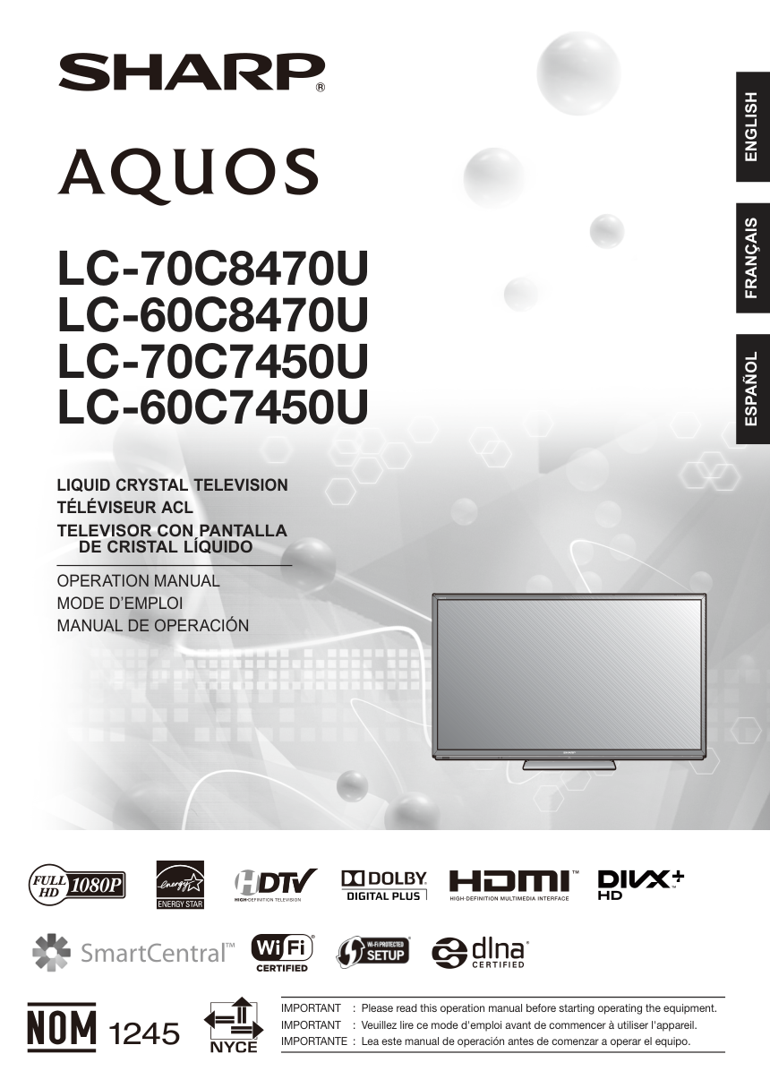 夏普LC-60C8470U液晶彩电使用说明书-1 夏普LC-60C8470U液晶彩电使用说明书-1