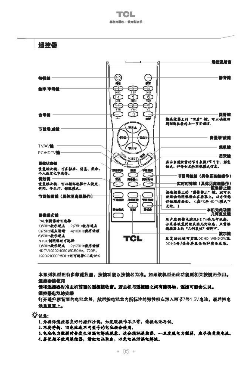 TCL王牌HD34A41彩电使用说明书-5 TCL王牌HD34A41彩电使用说明书-5