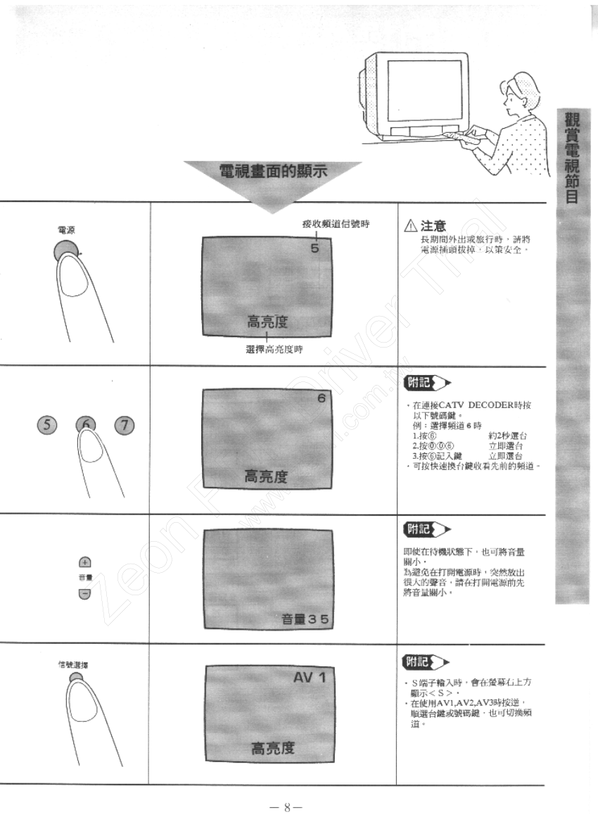 歌林CT-34FV2型电视机使用说明书-8 歌林CT-34FV2型电视机使用说明书-8