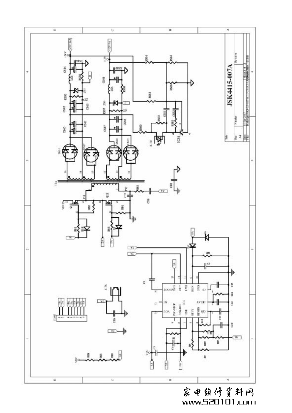 TCL LC4622-PW0(晶辰)电源板电路原理图（清晰度低）-1