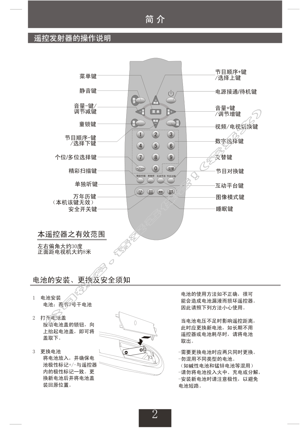 创维21T68AA(3Y30机芯)彩电使用说明书-2 创维21T68AA(3Y30机芯)彩电使用说明书-2