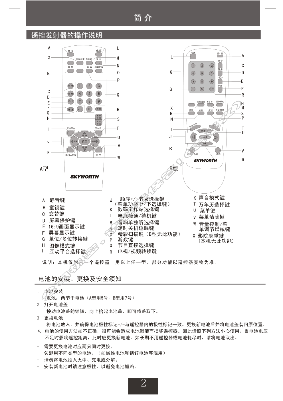 创维25N66AA(4T30机芯)彩电使用说明书-2