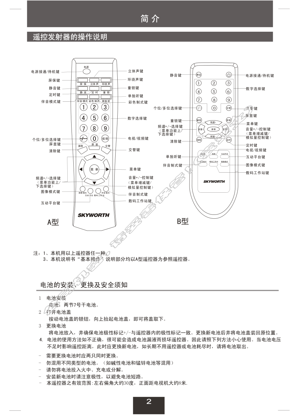 创维25NP9000(4P30机芯)彩电使用说明书-2 创维25NP9000(4P30机芯)彩电使用说明书-2