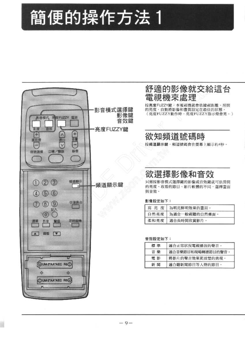 歌林CT-3406CZ型电视机使用说明书-9 歌林CT-3406CZ型电视机使用说明书-9