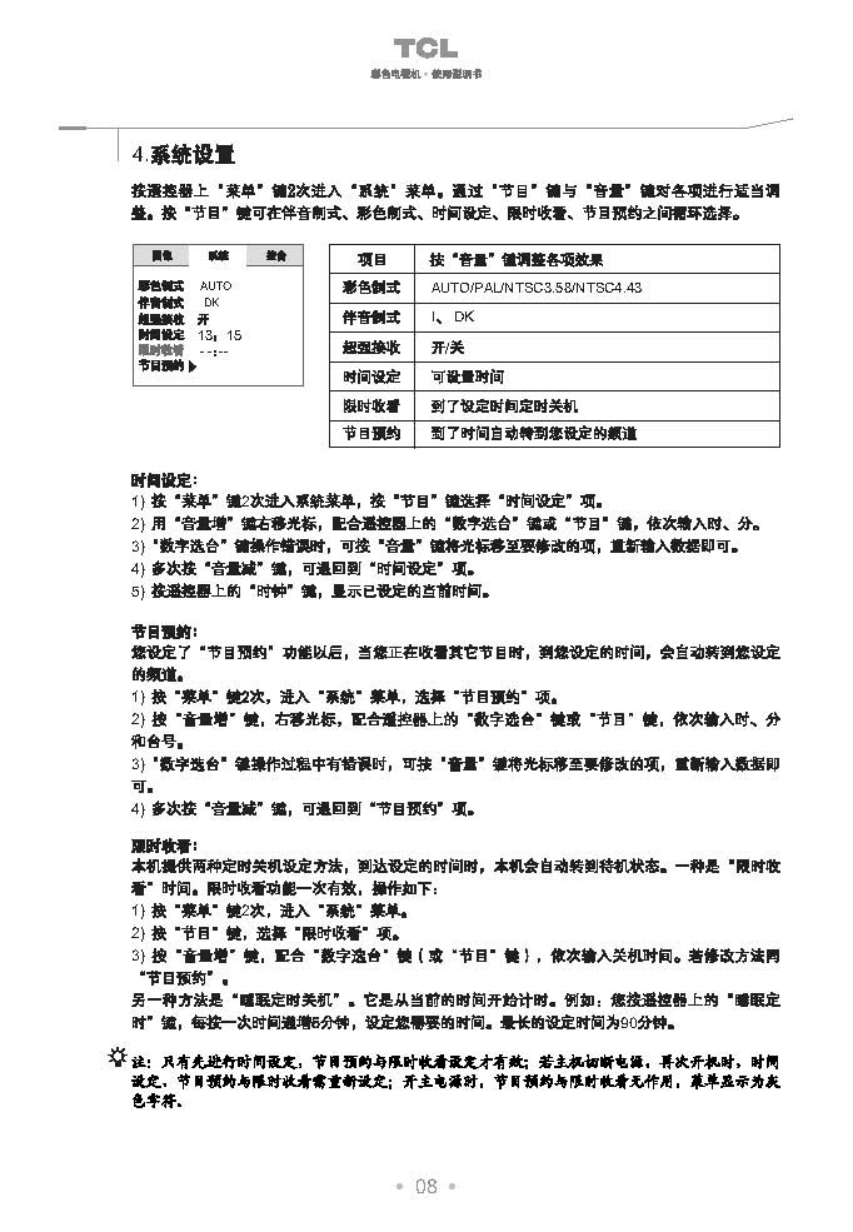 TCL王牌AT34178彩电使用说明书-8 TCL王牌AT34178彩电使用说明书-8
