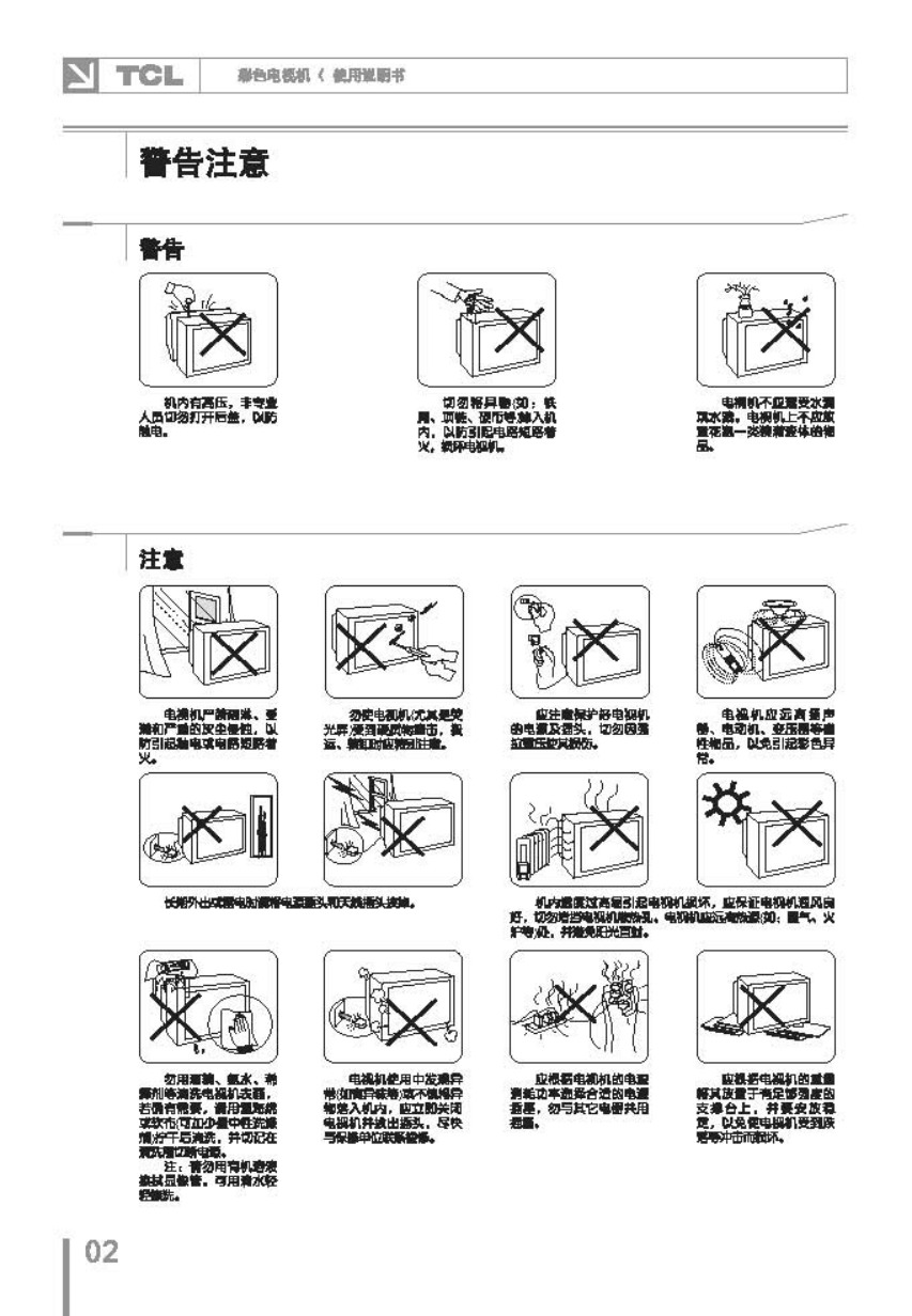 TCL王牌HD31181彩电使用说明书-2 TCL王牌HD31181彩电使用说明书-2