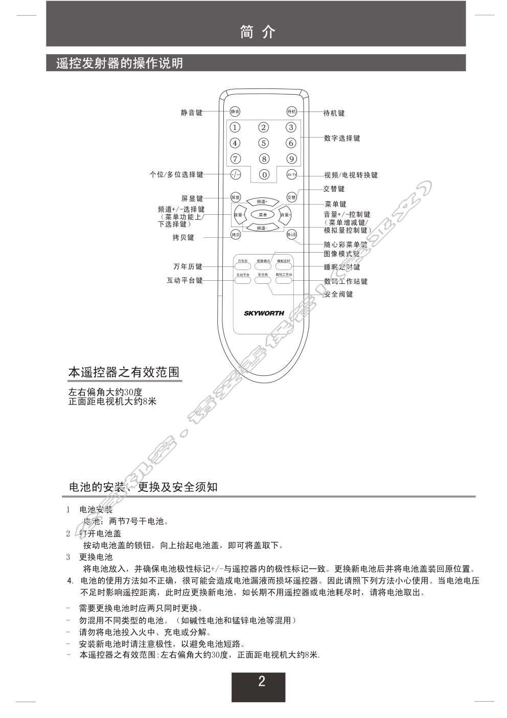 创维25NF9000(5S31机芯)彩电使用说明书-2 创维25NF9000(5S31机芯)彩电使用说明书-2