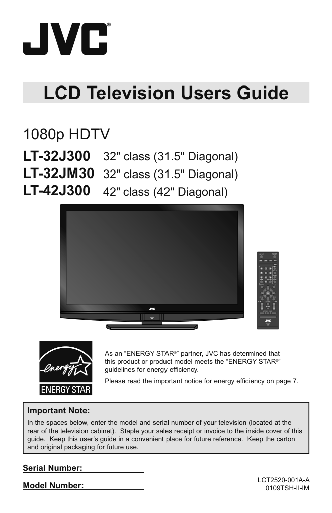 JVC胜利LT-32J300液晶平板电视使用手册-0
