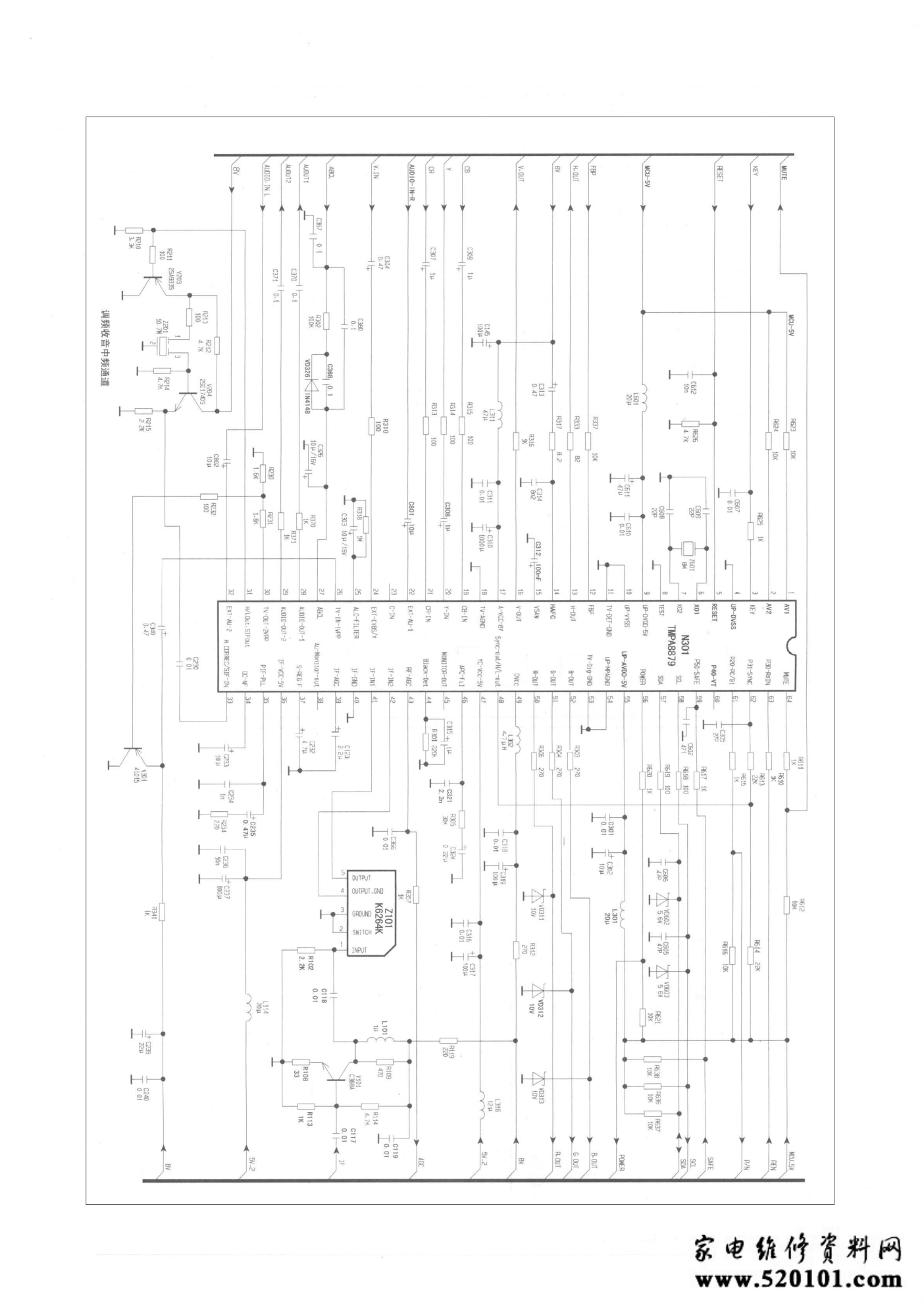 采用TMP8879超级芯片彩电(外围)电路图-0 采用TMP8879超级芯片彩电(外围)电路图-0