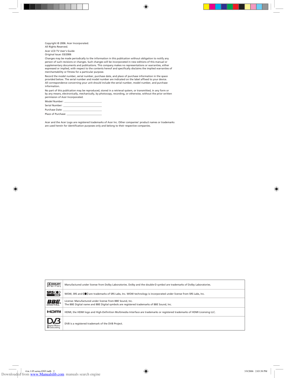 Acer AT2605-DTV液晶彩电用户手册-1