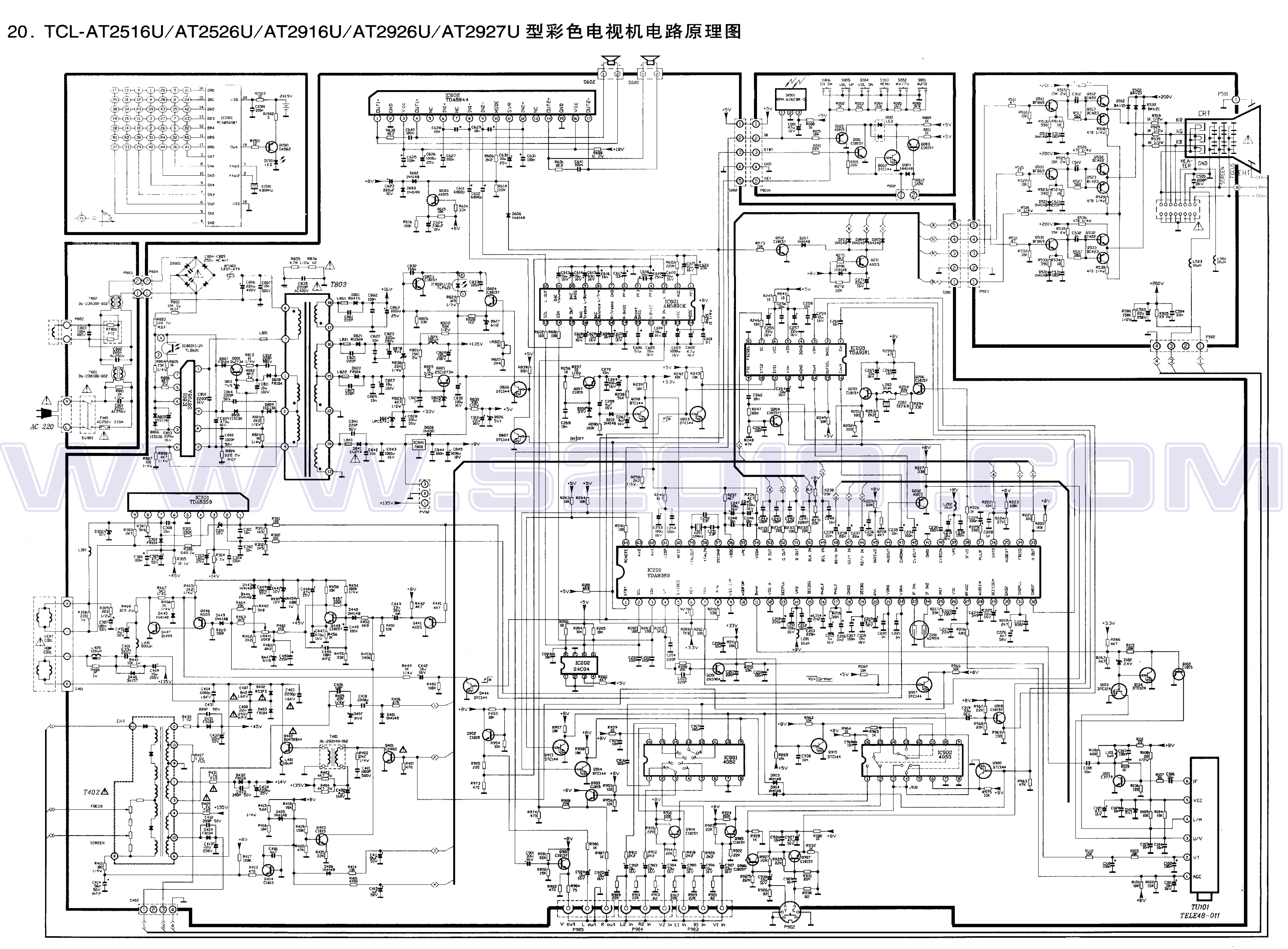 TCL AT2516U、AT2526U、AT2916U、AT2926U、AT2927U彩电原理图-0 TCL AT2516U、AT2526U、AT2916U、AT2926U、AT2927U彩电原理图-0