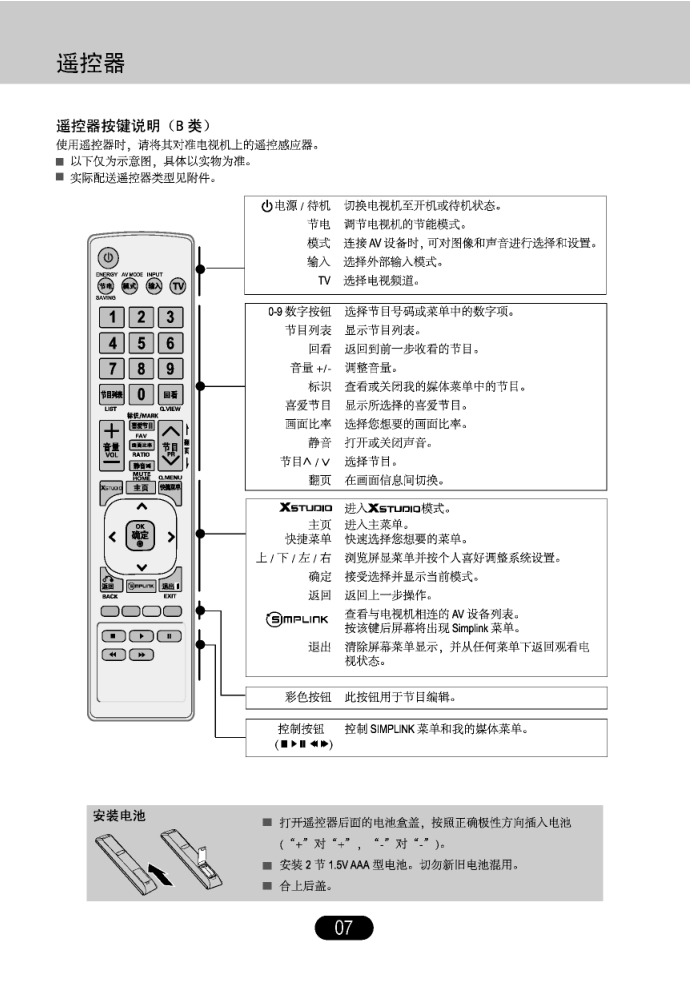LG 47LV365C-CB液晶彩电使用说明书-7 LG 47LV365C-CB液晶彩电使用说明书-7