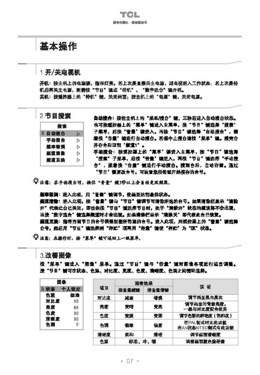 TCL王牌AT29281彩电使用说明书-7 TCL王牌AT29281彩电使用说明书-7