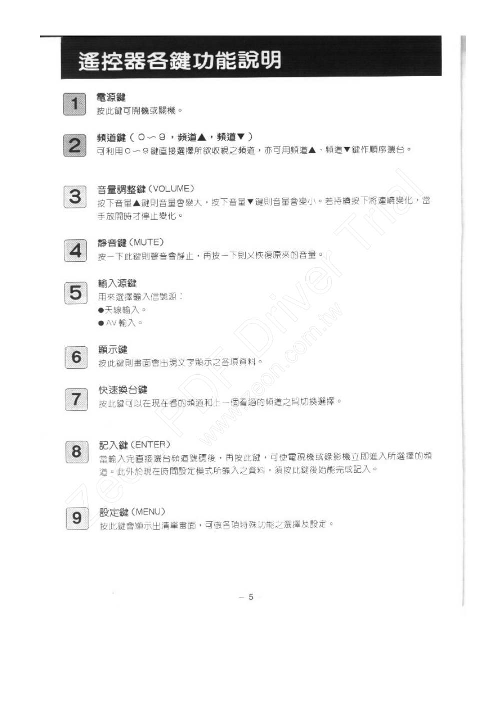 歌林CT-21BQL型电视机使用说明书-5 歌林CT-21BQL型电视机使用说明书-5