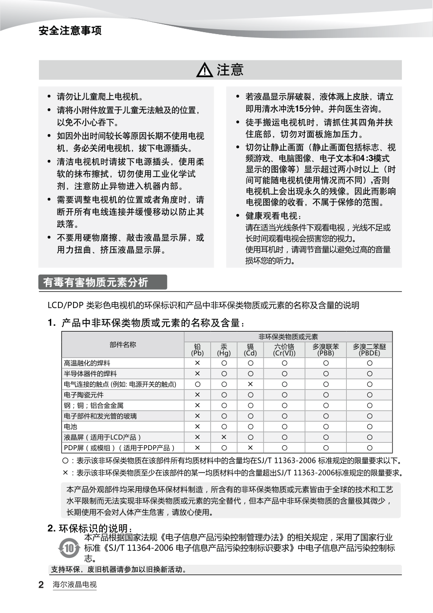 海尔LE43A700液晶电视说明书-3
