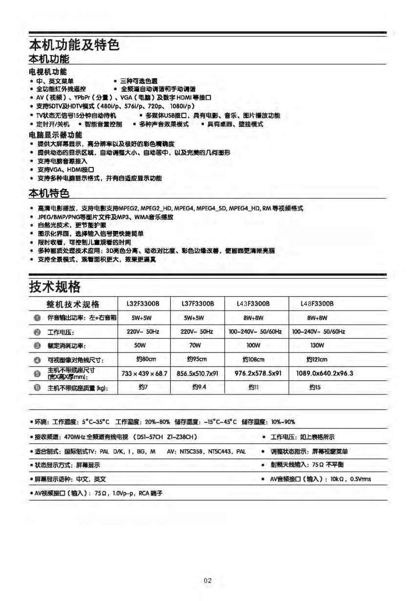 TCL王牌L43F3300B液晶彩电使用说明书-2