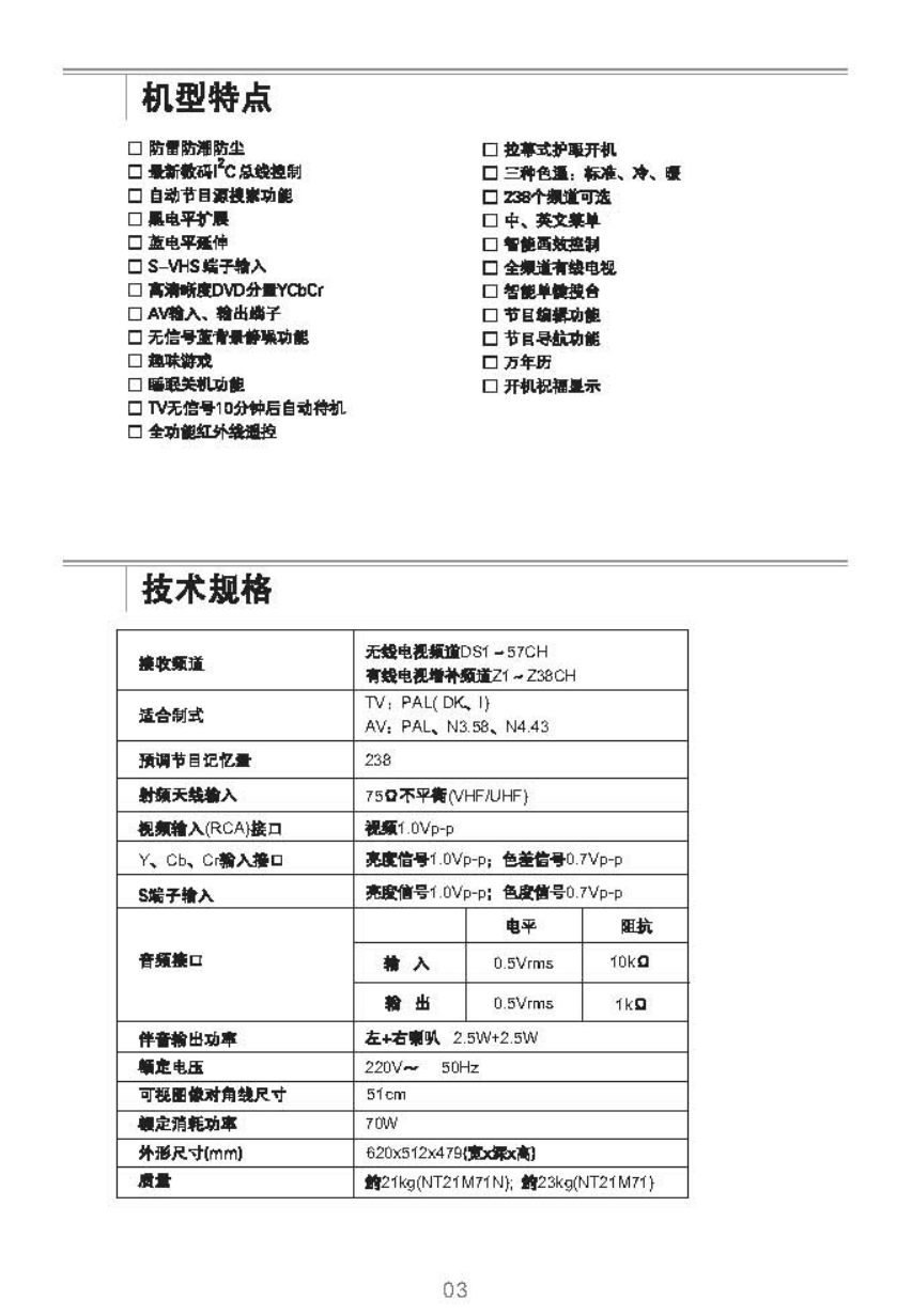 TCL王牌NT21M71N彩电使用说明书-3 TCL王牌NT21M71N彩电使用说明书-3
