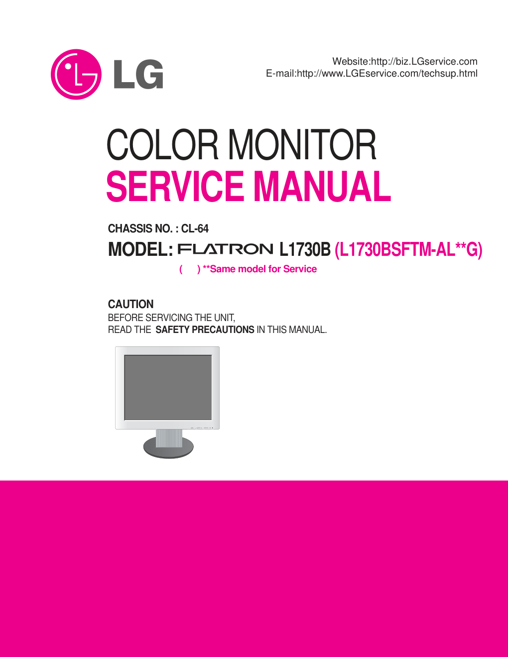 LG L-1730B(CL-64)液晶显示器维修手册-0 LG L-1730B(CL-64)液晶显示器维修手册-0