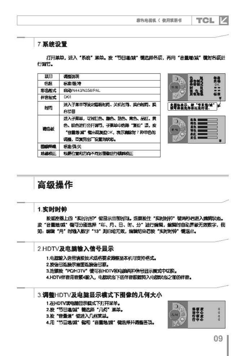 TCL王牌HD31181彩电使用说明书-9 TCL王牌HD31181彩电使用说明书-9