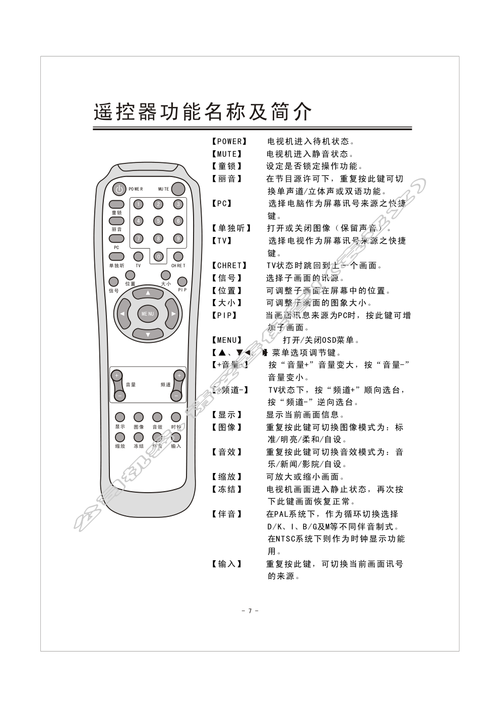 创维DL62E光显彩电使用说明书-7 创维DL62E光显彩电使用说明书-7